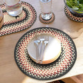 Homespice Primitive Star Gloucester Round Braided Placemats, Warm Primitive Decor, Set of 2, 15" Black and Red Jute Table Mats - Vibrant Colors, Durable, Easy to Clean and Protects Furniture