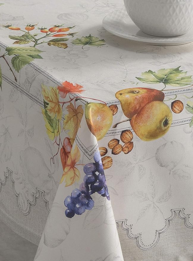 Maison d' Hermine Table Cloth Square Table 100% Cotton 60 x 60 Inches Fall Tablecloth Reusable Everyday Use for Thanksgiving Christmas Decorations Dining Farmhouse Party (Fruit D'Hiver)