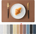 Jovono Faux Leather Placemats Set of 6, Waterproof Washable Table Mats, Easy-Clean Heat Resistant Kitchen Vinyl Place Mat for Dining Table, Restaurant, Indoor, 17.8"x11.8", Brown