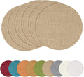 homing 15 Inch Round Cloth Placemats Set of 6, Cotton Linen Blend Washable Table Mats, Farmhouse Dining Place Mats for Indoors & Outdoors, Easy to Clean, Linen