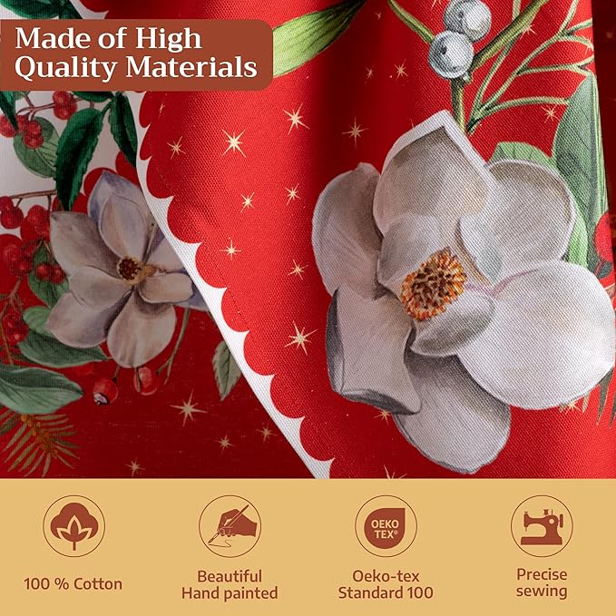 Maison d' Hermine Cloth Napkins Set of 4 100% Cotton for Thanksgiving Christmas Decorations Everyday Reusable Square Fall Napkins Cloth Washable Dinner Party (Noel, 20"x20")