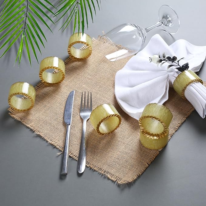 CLEENTABLE Epoxy Resin Napkin Rings Set of 12 - Handmade Dining Napkin Holder Classic, Everyday, Thanksgiving, Holiday, Christmas, Festive, Party, Gift, Farmhouse Décor (Green)