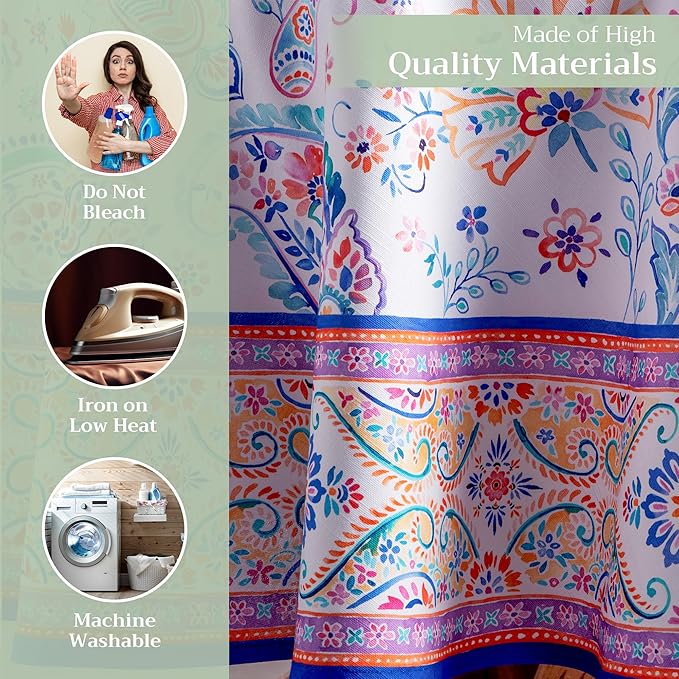 Maison d' Hermine Table Cloth Round Table 100% Cotton 69 Round Inches Tablecloth Reusable Decorative for Dining Room Farmhouse Home Valentines Day Decorations Spring Summer - Indian Floral