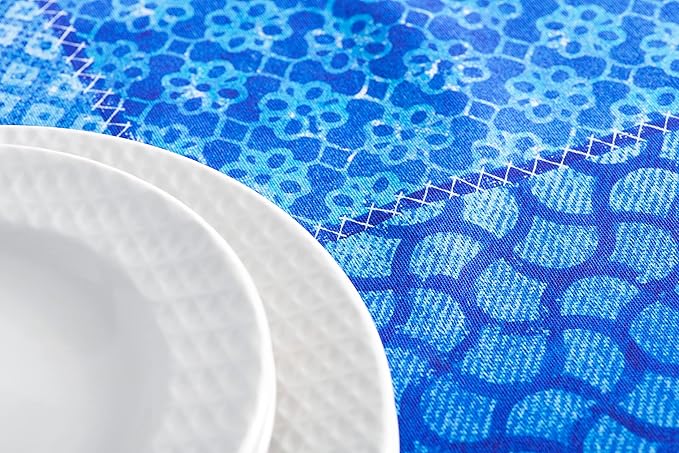 Maison d' Hermine Table Cloth Rectangle Table 100% Cotton 60 x 90 Inches Tablecloth Reusable Decorative for Dining Room Farmhouse Home Valentines Day Decorations Spring Summer - Indigo Love