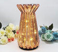 Home Decor, Mercury Glass Pillar Candle Pedestal Holders with led Lights, Lighted up Candle Holder for Pillar Candle, Glass Candlestick Holders with Timer for Wedding Dining Table Xmas (Rosegold)