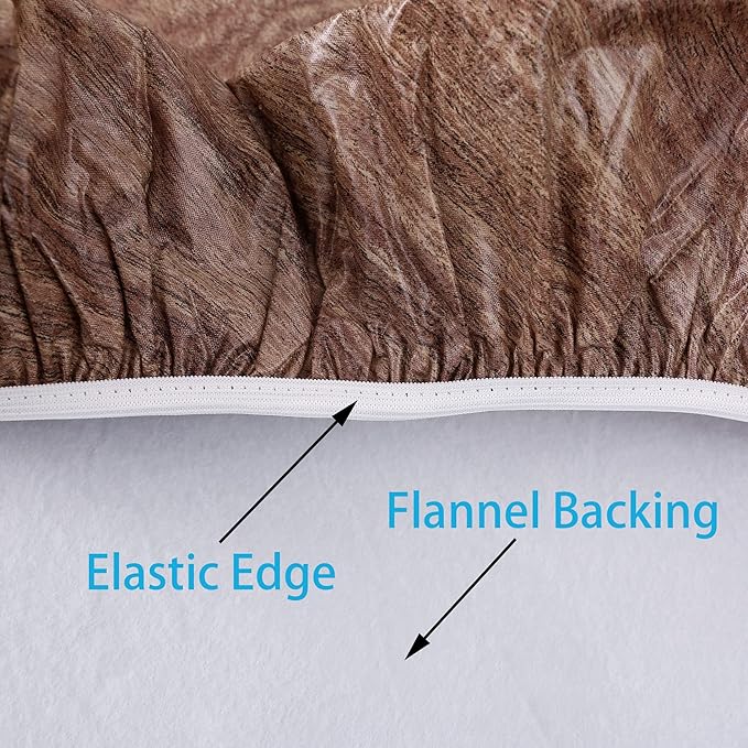 Walrus Round Vinyl Fitted Tablecloth with Flannel Backing Elastic Edge Design Table Cover Waterproof Oil-Proof PVC Table Cloth Stain-Resistant Best for 37"-44" Round