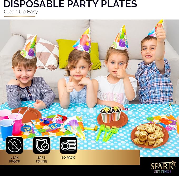 Disposable Paper Plates Orange, 7 Inch Paper Dessert Plates, Strong and Sturdy Disposable Plate for Party, Dinner, Holiday, Picnic, or Travel Party Plate, Pack of 50