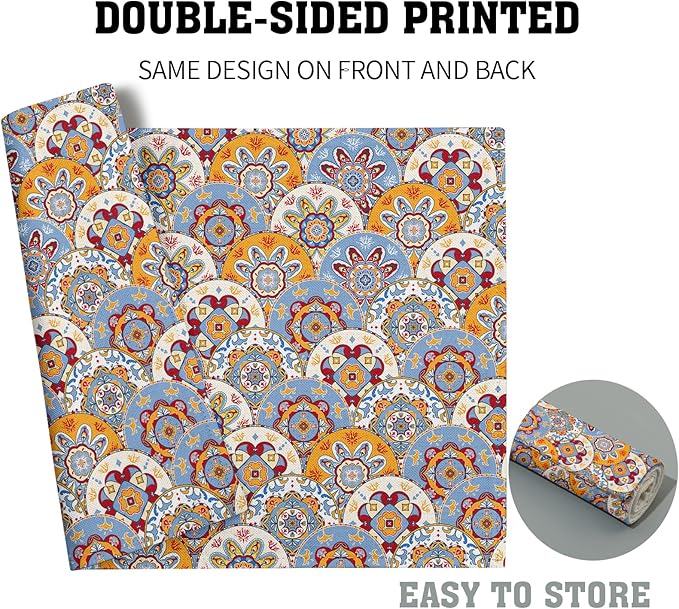 Boho Floral Placemats for Table - Bohemian Flowers Place Mats Set of 4 Beige Blue Place Mat 12x18 for Party Kitchen Dining Home