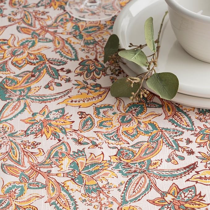 Maison d' Hermine Table Cloth Rectangle Table 100% Cotton 70 x 140 Inches Fall Tablecloth Reusable Everyday Use for Thanksgiving Christmas Decorations Dining Farmhouse Party (Nila)