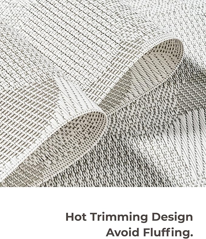 Leetaltree White Placemats Set of 6 - Heat Resistant Non-Slip Place mats for Dining Table, Washable Durable PVC Vinyl Woven Table Mats（White Circle, 6）