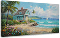 Anolyfi Tropical Canvas Wall Art for Living Room, Palm Tree Nature Coastal Seascape Painting Wall Decor Textured Artwork for Bedroom Hallway Kitchen Office Home Decor 48"x24"
