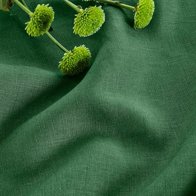 Solino Home Linen Tablecloth 60 x 120 Inch - 100% Pure Linen Pine Green Table Cloth for Rectangle Tables - Fete, Machine Washable Tablecloth for St Patricks Day