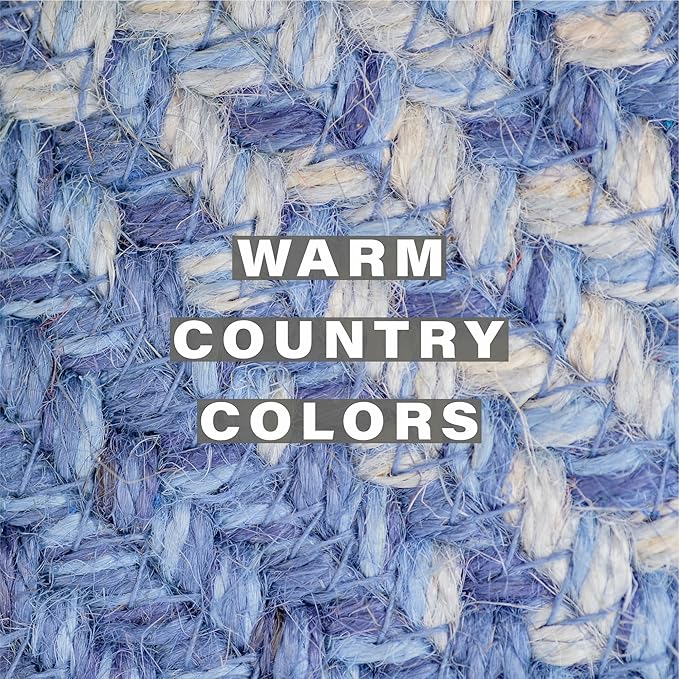 Homespice Denim Braided Oval Table Runner, Country Coastal Decor, Blue 11x36 - Jute Dining Table Accessories - Rich Colors, Easy to Clean, Durable and Protects Furniture