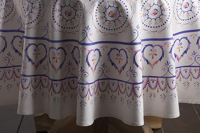 Maison d' Hermine Table Cloth Round Table 100% Cotton 69 Round Inches Tablecloth Reusable Decorative for Dining Room Farmhouse Home Valentines Day Decorations Spring Summer - Mandala