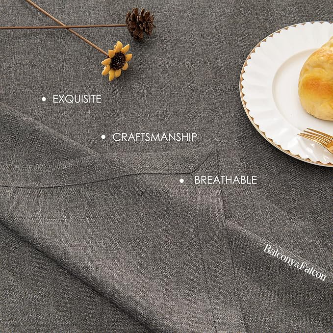 BALCONY & FALCON Rectangle Table Cloth – Waterproof, Wrinkle-Resistant Farmhouse Tablecloth for Dining, Kitchen, Outdoor Patio, Baby Shower, Christmas Party Decorations (Dark Gray, 55" x 71")