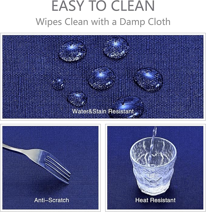 Rectangle Tablecloth Waterproof 60x120 inch Linen Textured Table Cloth Stain and Wrinkle Resistant Washable, Decorative Fabric Table Cover for Dining, Party and Camping, Royal Blue
