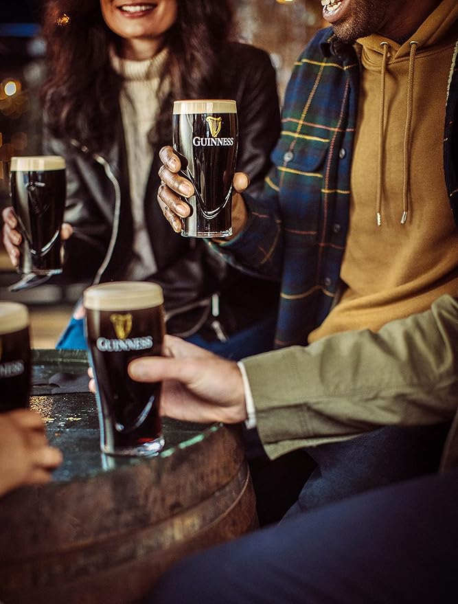 Guinness Gravity Official Beer Pint Glass | Large 20oz Pints Drinking Thick Beer Glasses Beer 20 oz Glasses