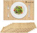 Handmade Ramie Placemats Set of 6, 12"x18" Eco-Friendly Natural Woven Table Mats for Dining Table, Heat-Resistant & Washable Natural Fiber Placemats for Kitchen, Farmhouse, Boho & Home Decor