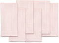 Solino Home Pink Linen Napkins Set of 6-100% Pure Linen Hemstitch Dinner Napkins 20 x 20 Inch for Valentines, Spring, Easter - Classic Hemstitch