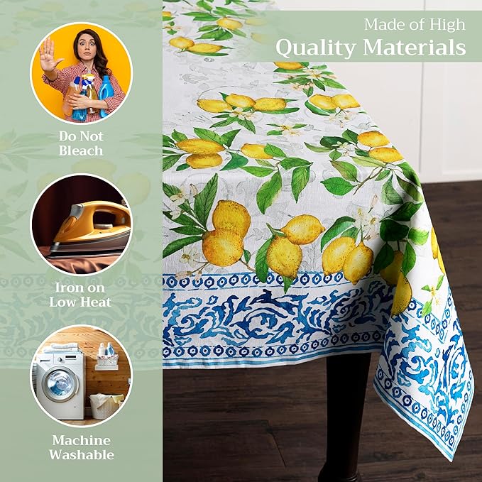 Maison d' Hermine Table Cloth Square Table 100% Cotton 54 x 54 Inches Tablecloth Reusable Decorative for Dining Room Farmhouse Home Valentines Day Decorations Spring Summer - Cedrat