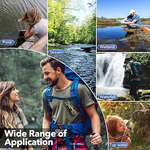 Straw Water Filter - Portable Water Purifier, Water Filtration System, Reusable Water Straw Purification - Outdoor Emergency and Survival Gear for Hiking, Camping Accessories and Travel