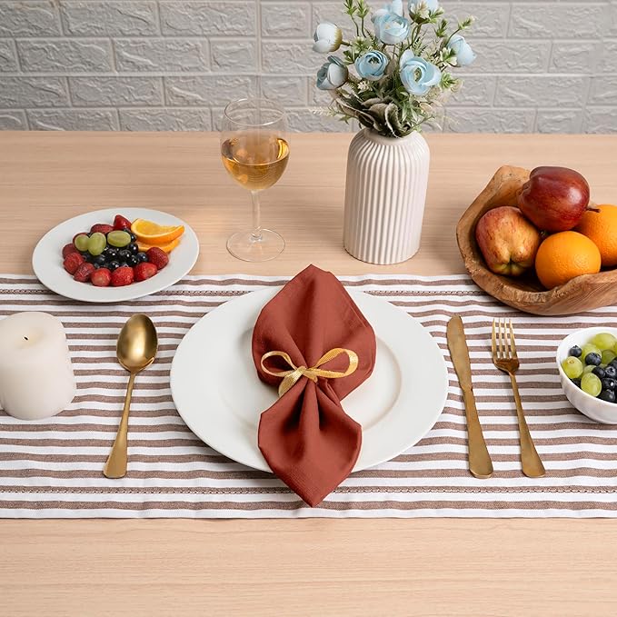 Blue Needles Solid Cloth Napkins Set of 12 Rust 100% Cotton Dinner Napkins 18x18 inches - Soft, Reusable, Absorbent & Washable Linen, Ideal for Wedding Events, Parties & Everyday Use