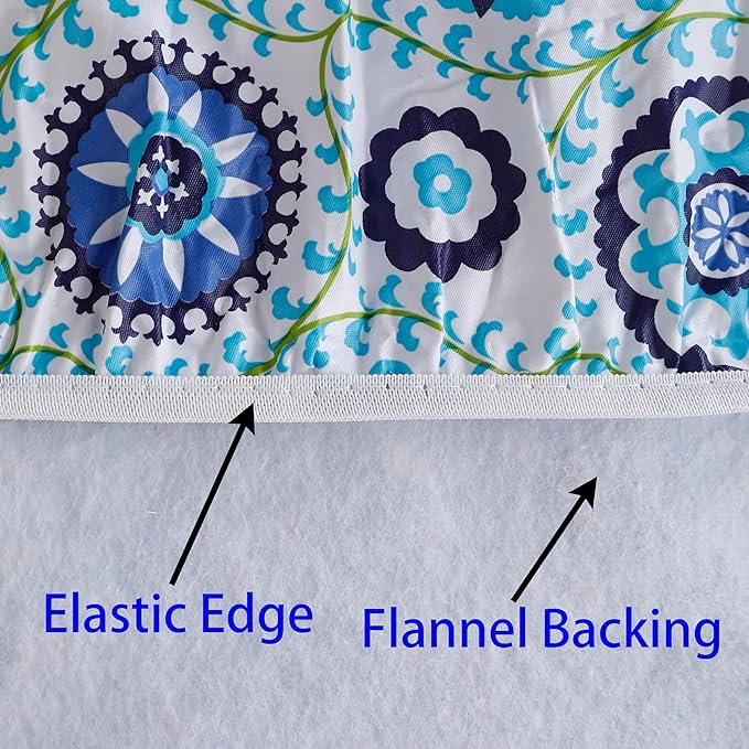 Walrus Round Vinyl Fitted Tablecloth with Flannel Backing Elastic Edge Design Table Cover Waterproof Oil-Proof PVC Table Cloth Stain-Resistant Best for 32"-36" Round