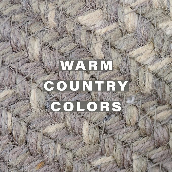 Homespice Grey Cloud Jute Braided Small Table Runners, Farmhouse Country Decor, Set of 2, Grey Rectangle 8x28 - Rich Colors, Easy to Clean, Durable and Protects Furniture