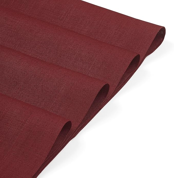 D'Moksha Homes Linen Placemats 14 x 19 Inch - Dark Red Placemats Set of 4-100% Pure Linen Table Place Mats for Valentines, Spring - Handcrafted and Machine Washable