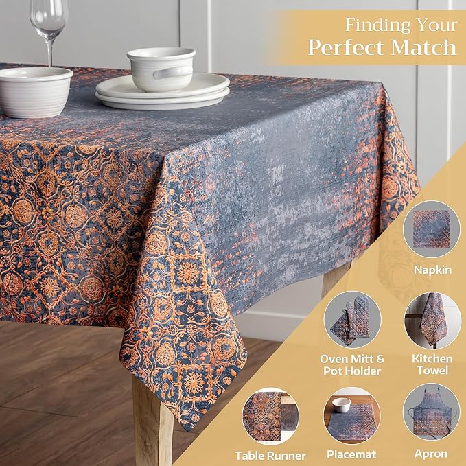 Maison d' Hermine Table Cloth Rectangle Table 100% Cotton 60 x 108 Inches Fall Tablecloth Reusable Everyday Use for Thanksgiving Christmas Decorations Dining Farmhouse Party (Imperfection)