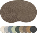 13" Round Placemats Set of 8, Reversible Faux Leather Heat Resistant Table Mats, Waterproof Oilproof Wipeable Table Protective Placemats for Vinyl, Washable for Indoor & Outdoor Use (8, Dark Coffee)