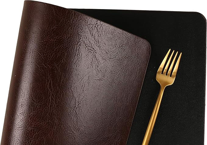 Faux Leather Placemats, Set of 8 PU Table Mats, Easy to Clean, Heat & Stain Resistant for Office Conference Table,Dinging Home Decor F Dark Brown