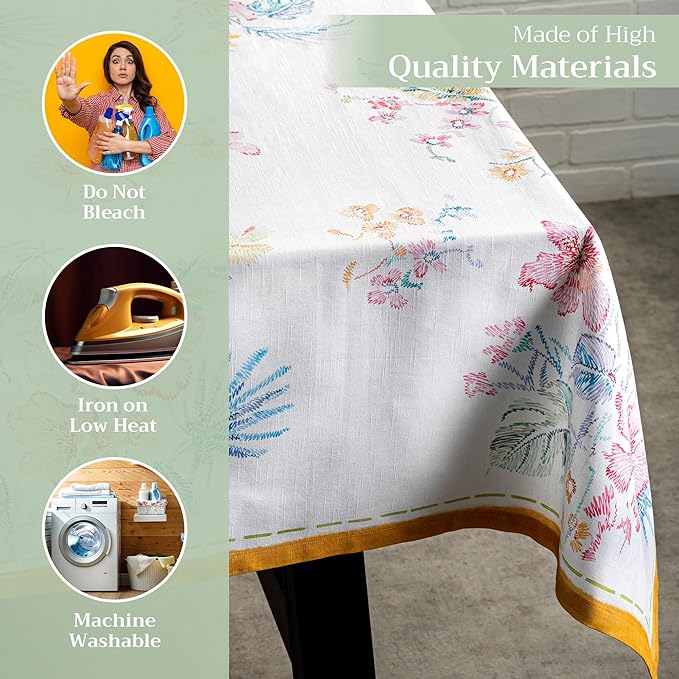 Maison d' Hermine Table Cloth Rectangle Table 100% Cotton 60 x 108 Inches Tablecloth Reusable Decorative for Dining Room Farmhouse Home Valentines Day Decorations Spring Summer - Paradise Island