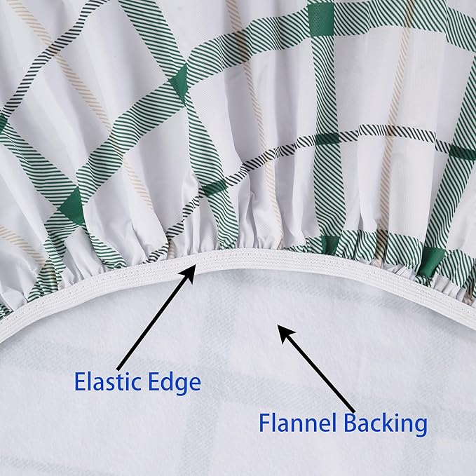 Walrus Round Vinyl Fitted Tablecloth with Flannel Backing Elastic Edge Design Table Cover Waterproof Oil-Proof PVC Table Cloth Stain-Resistant Best for 45"-56" Round