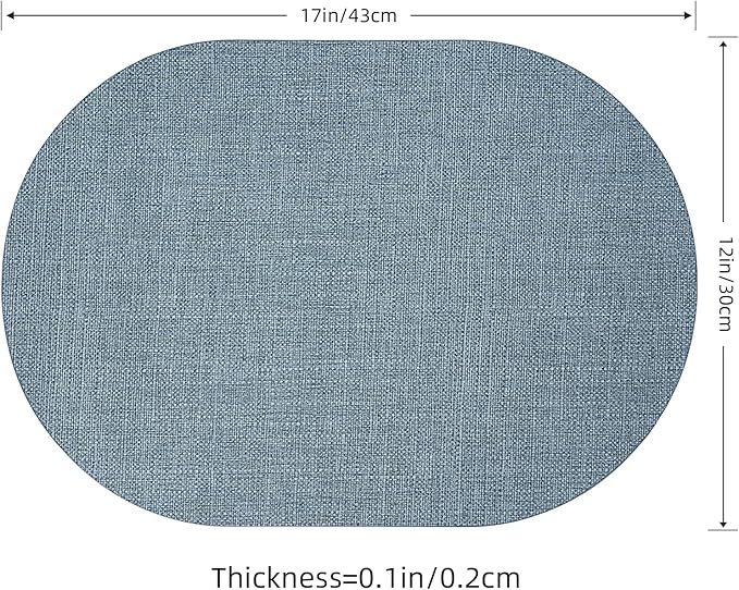 Oval Placemats for Dining Table Set of 4, Washable Leather Table Mats, Waterproof Heat-Resistant Non-Slip Kitchen Placemats, Simple Style Oval Design