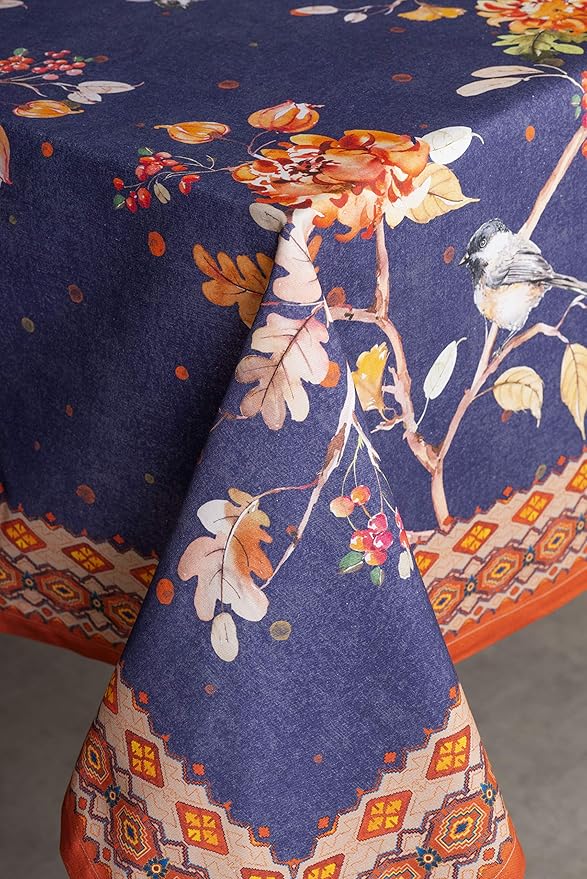 Maison d' Hermine Table Cloth Square Table 100% Cotton 60 x 60 Inches Fall Tablecloth Reusable Everyday Use for Thanksgiving Christmas Decorations Dining Farmhouse Party (Kelim - Infinity)