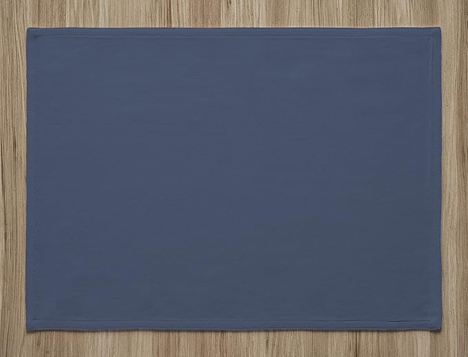 Calicot Placemats Set of 6 100% Cotton Washable Cloth Placemats, Reusable Table Mat for Spring/Summer & Thanksgiving Christmas Decorations Kitchen Dining Party Wedding (Vintage Indigo Blue, 13" x 19")