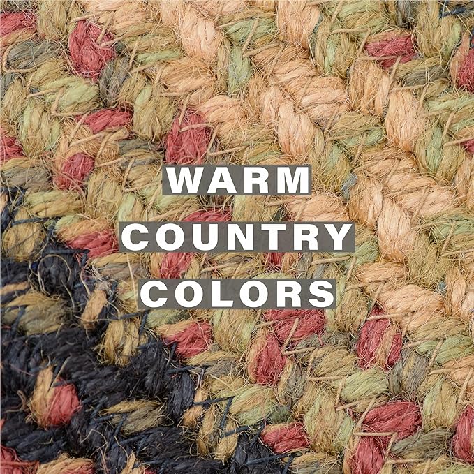 Homespice Highland Jute Woven Placemats, Warm Country and Cabin Decor, Set of 4, Multicolor 13x19 Rectangle Table Mats - Vibrant Colors, Durable, Easy to Clean and Protects Furniture
