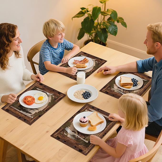 Bear Placemats Set of 4 Washable Table Place Mats for Dining Kitchen Party Decor