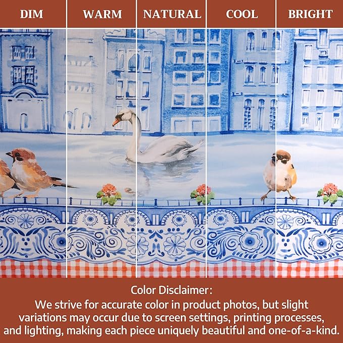 Maison d' Hermine Table Cloth Rectangle Table 100% Cotton 70 x 120 Inches Tablecloth Reusable Decorative for Dining Room Farmhouse Home Valentines Day Decorations Spring Summer - Amsterdam Canals