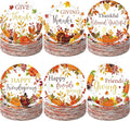 60 Pcs 7 Inch Happy Friendsgiving Paper Plates Give Thanks Plates Decorations Fall Pumpkin Turkey Tableware for Autumn Harvest Thanksgiving Dinner BBQ Picnic Farmhouse Party Supplies