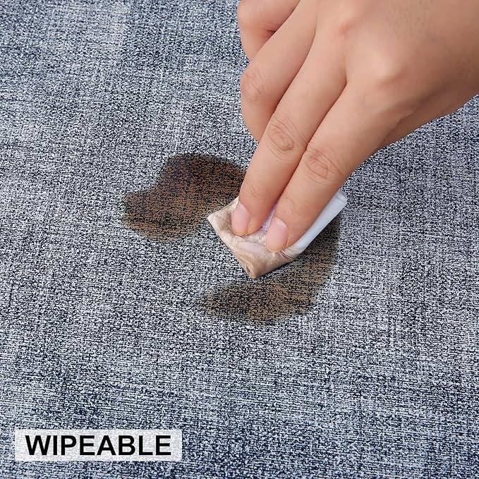homing Faux Leather Heat Resistant Placemats 12 Packs, Waterproof Wipeable Dining PU Place Mats for Indoor & Outdoor, Easy to Clean, Denim Blue