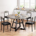 Round Dining Table Set for 4, Kitchen Table and Chairs for 4, Circle Table Round Pedestal Dining Room Dinner Dinette Table Set,5 Piece Space Saving Wood Kitchen & Dining Room Tables (Grey, 47In)