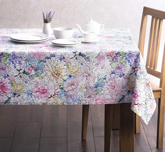 Maison d' Hermine Table Cloth Rectangle Table 100% Cotton 70 x 120 Inches Tablecloth Reusable Decorative for Dining Room Farmhouse Home Valentines Day Decorations Spring Summer - Floral Love
