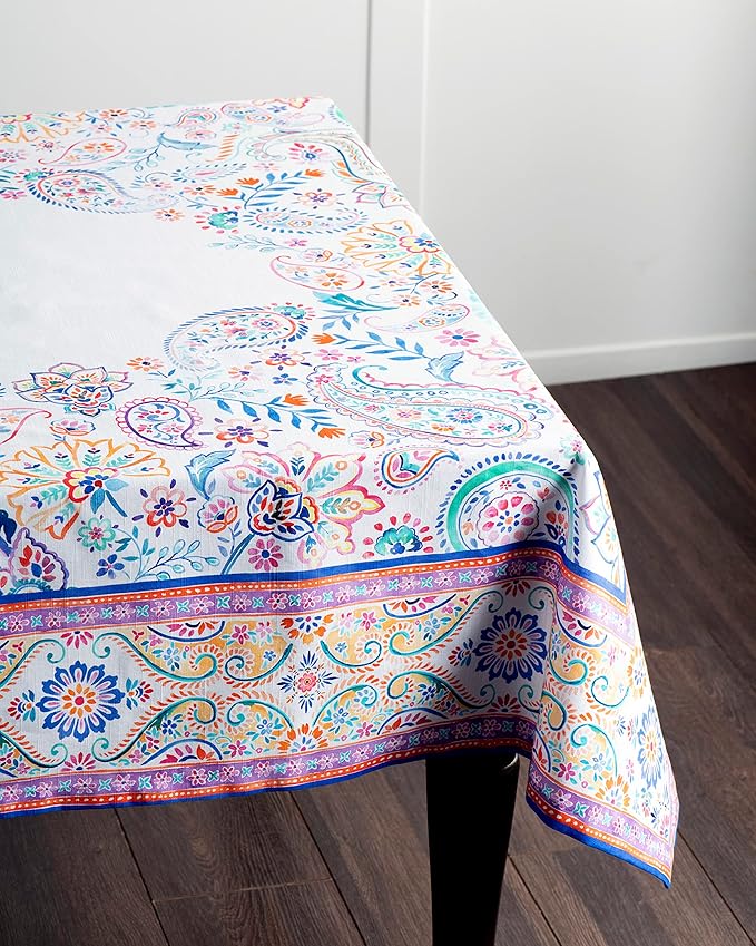 Maison d' Hermine Table Cloth Rectangle Table 100% Cotton 60 x 120 Inches Tablecloth Reusable Decorative for Dining Room Farmhouse Home Valentines Day Decorations Spring Summer - Indian Floral