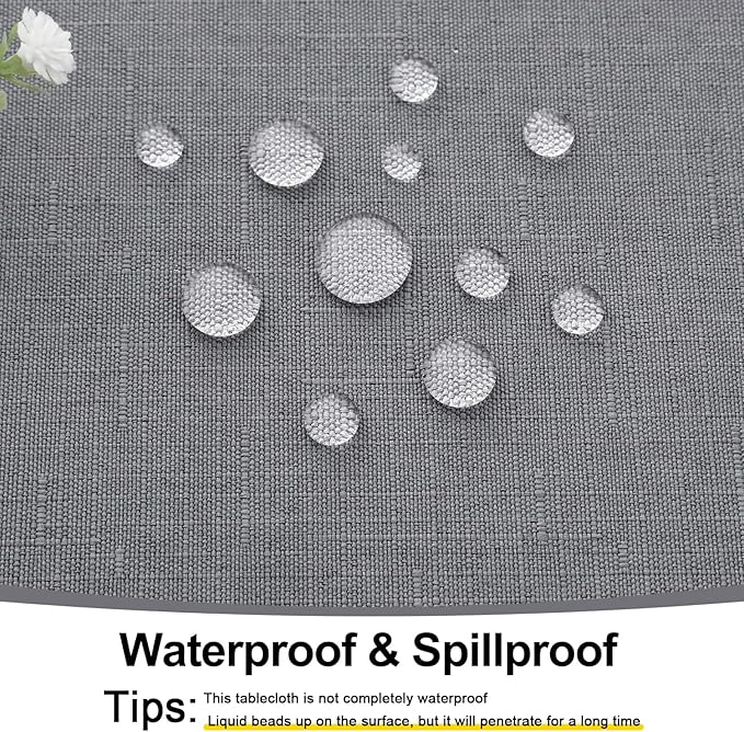 Smiry Rectangle Table Cloth Linen Textured, Waterproof Spillproof Anti-Wrinkle Burlap Tablecloth, Washable Decorative Fabric Table Cover for Dining, Party, Banquet, 60 x 84 Inch, Grey
