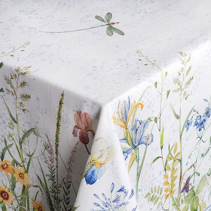 Maison d' Hermine Table Cloth Rectangle Table 100% Cotton 60 x 120 Inches Tablecloth Reusable Decorative for Dining Room Farmhouse Home Valentines Day Decorations Spring Summer - Fleurs De Mai