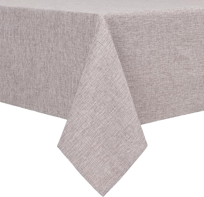 Hiasan Faux Linen Rectangle Tablecloth - Wrinkle and Stain Resistant Washable Table Cloth for Kitchen Dining Room Holiday Table Cover for Party Dinner, Stone, 90 x 132 Inch