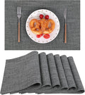 SHACOS Washable Cloth Placemats Set of 6 Fabric Place Mats Double Layered Thick Faux Linen Placemat Non Slip Reversible Table Mats Home Wedding Table Decor, Dark Grey