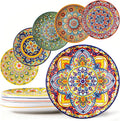 6piece Bohemian ceramic plates 8inch pasta plates spacious, suitable for microwave oven and dishwasher perfect for holiday parties and family gatherings
